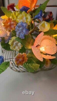 Murano Antique Hand Blown Slag Glass Venetian Art Glass Flower Basket Lamp