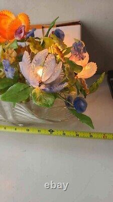 Murano Antique Hand Blown Slag Glass Venetian Art Glass Flower Basket Lamp