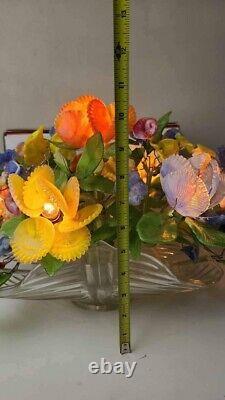 Murano Antique Hand Blown Slag Glass Venetian Art Glass Flower Basket Lamp