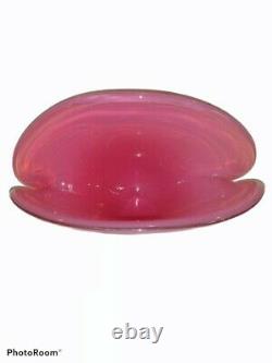 Murano Archimede Seguso Clam Shell Pink Purple Opalescent Vase Bowl Art Glass