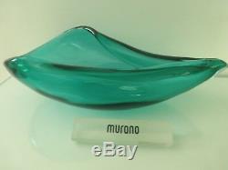 Murano Archimede Seguso Cornicopia Valva Green Glass Bowl