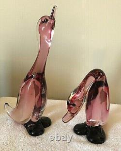 Murano Archimede Seguso Set of Large Ducks, Geese With 1950's Label-Ex. Condition