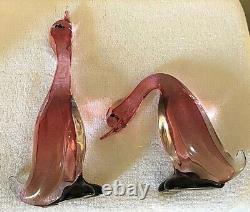 Murano Archimede Seguso Set of Large Ducks, Geese With 1950's Label-Ex. Condition