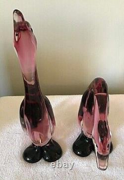 Murano Archimede Seguso Set of Large Ducks, Geese With 1950's Label-Ex. Condition
