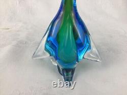 Murano Archimede Seguso Style (2) Blown Glass Ducks 8-12 Blue Green No Sticker