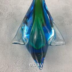 Murano Archimede Seguso Style (2) Blown Glass Ducks 8-12 Blue Green No Sticker