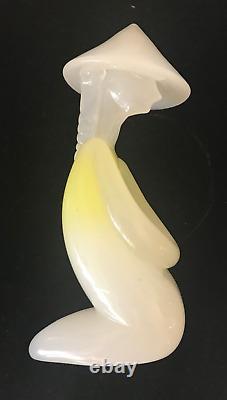 Murano Archimede Seguso Yellow and White Sufmato Fume Oriental Figure-Label