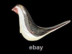 Murano Art Glass Bird Dino Martens Mezza Filigrana Style Hand Blown Plum Black