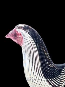Murano Art Glass Bird Dino Martens Mezza Filigrana Style Hand Blown Plum Black