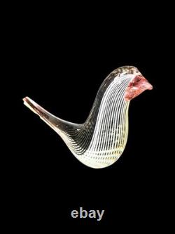 Murano Art Glass Bird Dino Martens Mezza Filigrana Style Hand Blown Plum Black