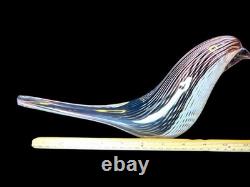 Murano Art Glass Bird Dino Martens Mezza Filigrana Style Hand Blown Plum Black