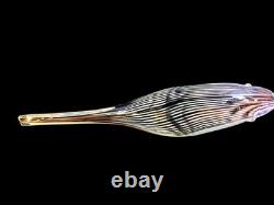 Murano Art Glass Bird Dino Martens Mezza Filigrana Style Hand Blown Plum Black