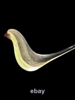 Murano Art Glass Bird Dino Martens Mezza Filigrana Style Hand Blown Plum Black
