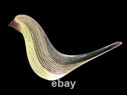 Murano Art Glass Bird Dino Martens Mezza Filigrana Style Hand Blown Plum Black