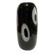 Murano Art Glass Black Cased Glass Vase Hand Blown White Circles Polished 13 H
