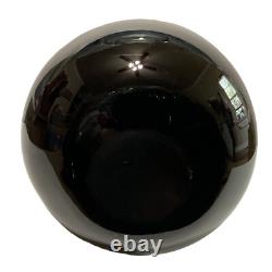 Murano Art Glass Black Cased Glass Vase Hand Blown White Circles Polished 13 H