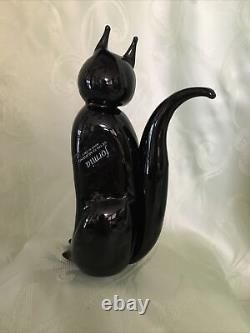 Murano Art Glass Black Cat 6.5 Tall