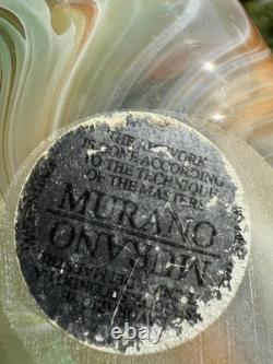 Murano Art Glass Centerpiece Bowl 10 Hand Blown Folded Dish Orange Multi-Color