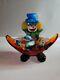 Murano Art Glass Clown Holding RED BOWL Italy Italian With Candy Rare