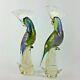 Murano Art Glass Cockatoo Parrot Birds Set of 2 Sommerso Aventurine Technique