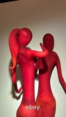 Murano Art Glass Couple Sculpture Red Satin Finish Modern Decor Italy Hand Blown