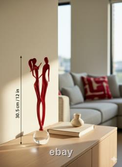 Murano Art Glass Couple Sculpture Red Satin Finish Modern Decor Italy Hand Blown