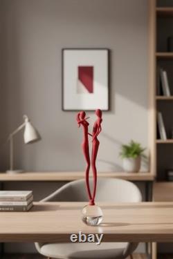 Murano Art Glass Couple Sculpture Red Satin Finish Modern Decor Italy Hand Blown