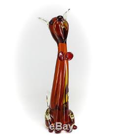 Murano Art Glass Dog with Bowtie Figurine Sculpture Hand Blown, Cut & Polished