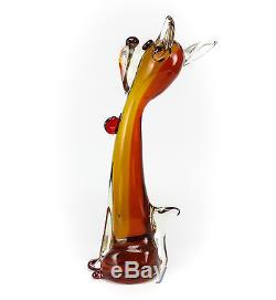 Murano Art Glass Dog with Bowtie Figurine Sculpture Hand Blown, Cut & Polished