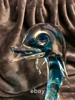 Murano Art Glass Dolphin Frolicking On A Wave Fish Sculpture Seguso 11.75 High