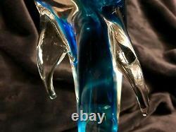 Murano Art Glass Dolphin Frolicking On A Wave Fish Sculpture Seguso 11.75 High