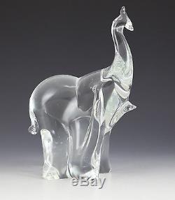 Murano Art Glass Elephant Trunk Up Figurine 7 Hand Blown Cut & Polished