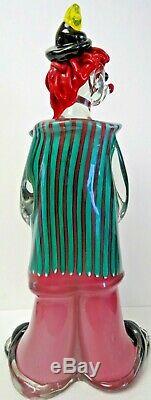 Murano Art Glass Extremely Large Alfred Barbini Clown Striped coat 15 1/4 tall