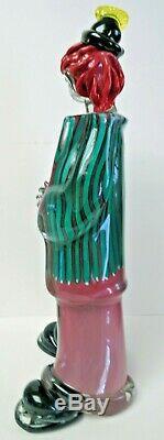 Murano Art Glass Extremely Large Alfred Barbini Clown Striped coat 15 1/4 tall