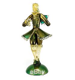 Murano Art Glass Gentleman Figurine Gold Flecks Hand Blown, Cut & Polished