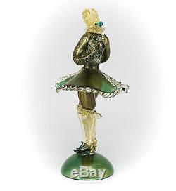 Murano Art Glass Gentleman Figurine Gold Flecks Hand Blown, Cut & Polished