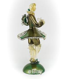 Murano Art Glass Gentleman Figurine Gold Flecks Hand Blown, Cut & Polished