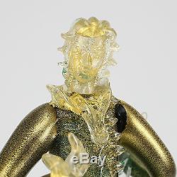 Murano Art Glass Gentleman Figurine Gold Flecks Hand Blown, Cut & Polished