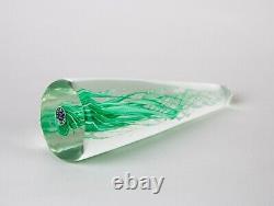 Murano Art Glass Green White Spiral Control Bubble Cone Sculpture Paperweight 9