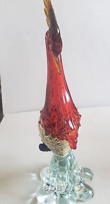 Murano Art Glass Hand Blown Bird of Paradise Rooster Red Blue Multicolored