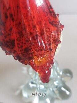 Murano Art Glass Hand Blown Bird of Paradise Rooster Red Blue Multicolored