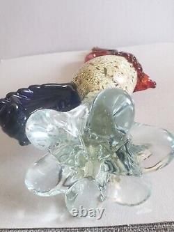 Murano Art Glass Hand Blown Bird of Paradise Rooster Red Blue Multicolored