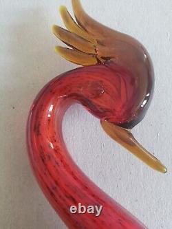 Murano Art Glass Hand Blown Bird of Paradise Rooster Red Blue Multicolored