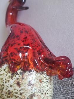 Murano Art Glass Hand Blown Bird of Paradise Rooster Red Blue Multicolored