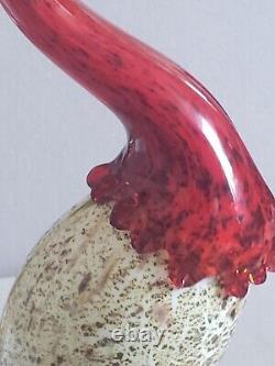 Murano Art Glass Hand Blown Bird of Paradise Rooster Red Blue Multicolored