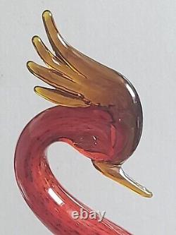 Murano Art Glass Hand Blown Bird of Paradise Rooster Red Blue Multicolored