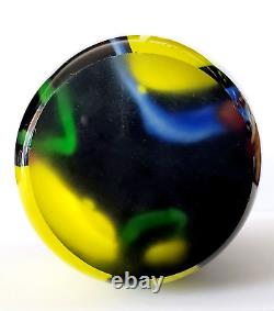 Murano Art Glass Hand Blown Blue Yellow Red Black Green Vase