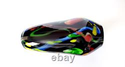 Murano Art Glass Hand Blown Blue Yellow Red Black Green Vase