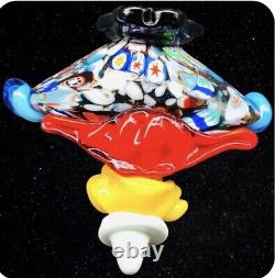 Murano Art Glass Hand Blown Clown Millefiori Bowl Ashtray Trinket Dish 5T 6W