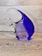 Murano Art Glass Hand Blown Cobalt Blue Angel Fish Scripture 12x10Heavy 8.1 Lb